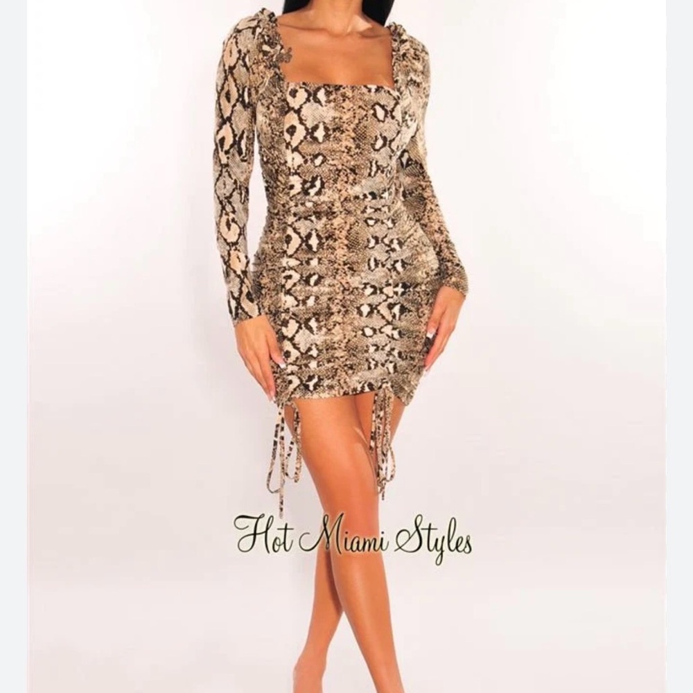 Brown Snakeskin Mini Dress